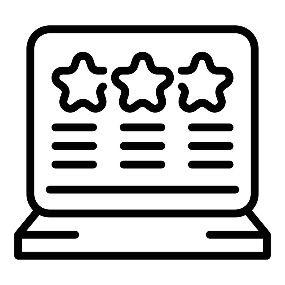 Laptop product review icon outline vector. Online customer vector
