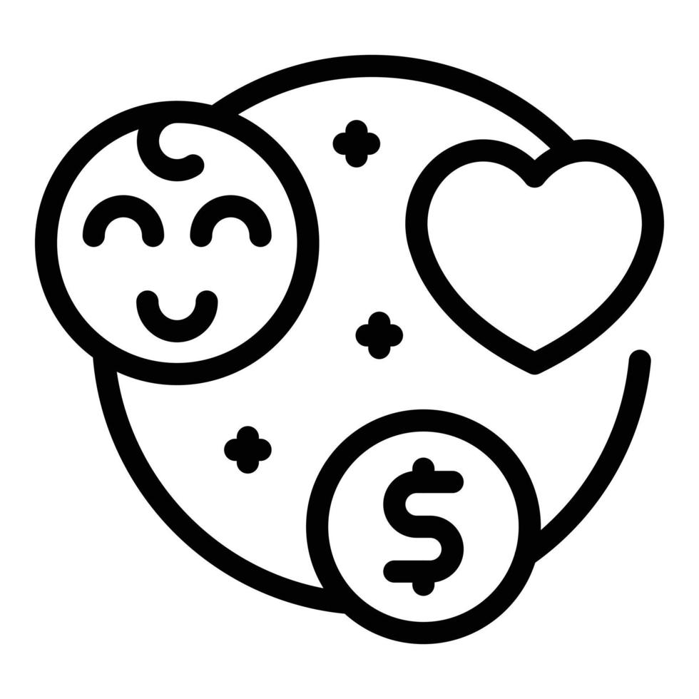 Child support icon outline vector. Family care vector