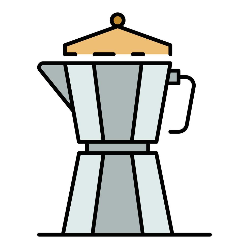 Metal coffee kettle icon color outline vector