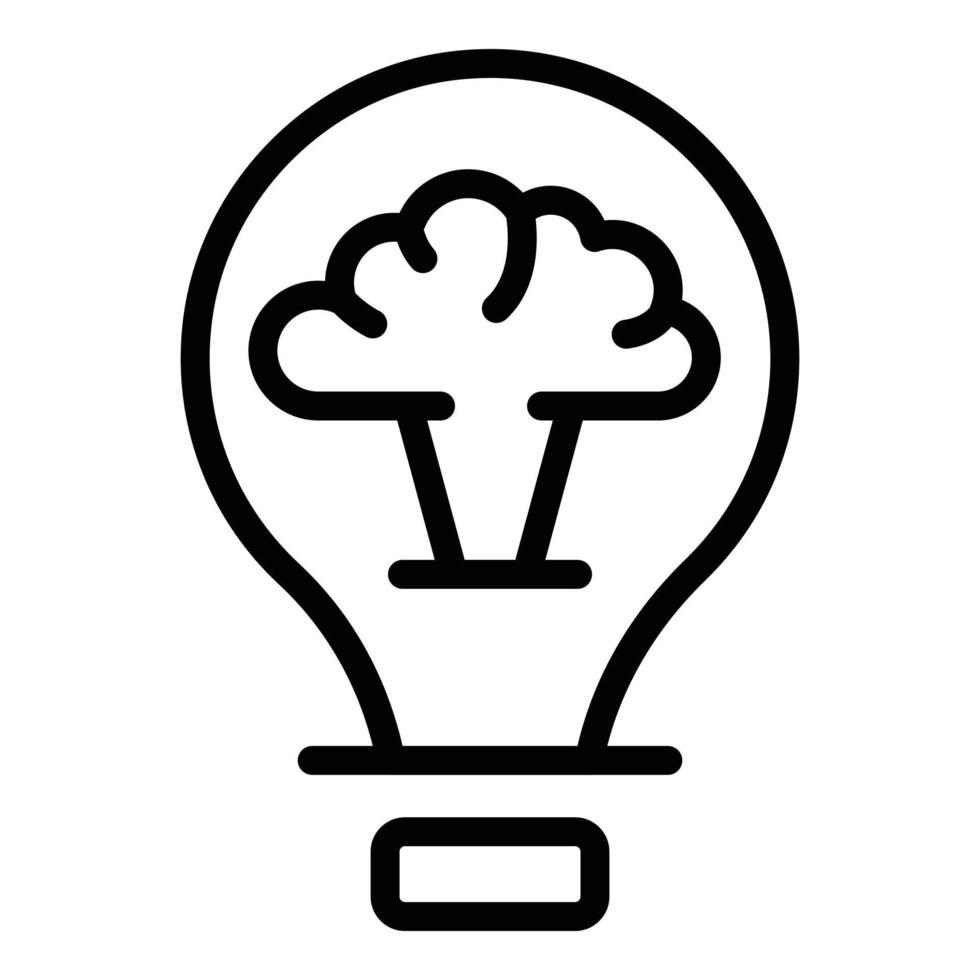 Brain bulb idea icon outline vector. Light mind vector