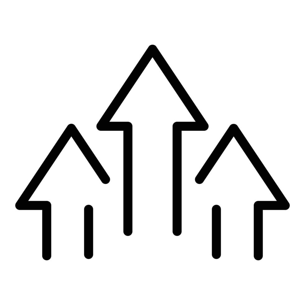 Arrows grow icon outline vector. Arrow up curve vector