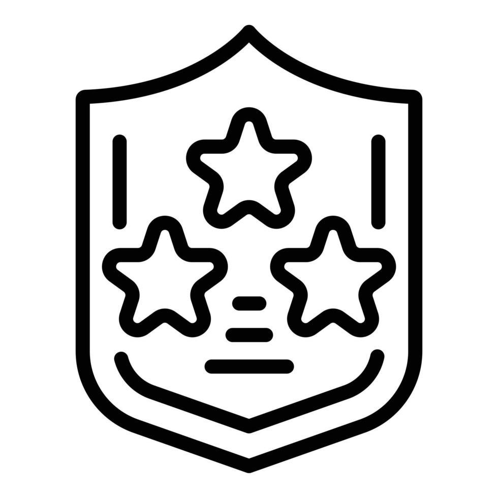 vector de contorno de icono de escudo de estrella de producto. emblema de la insignia