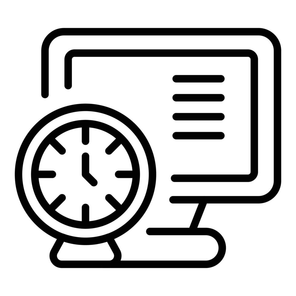 Late work pc icon, outline style vector