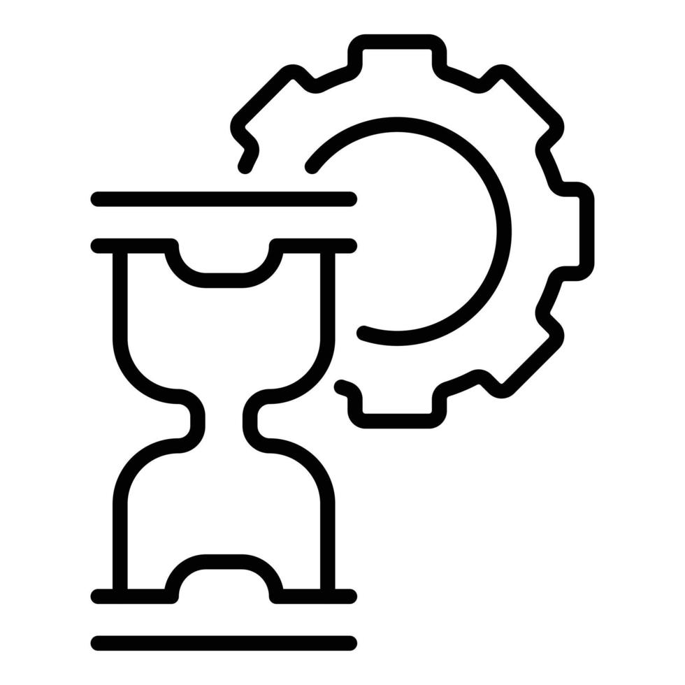 Gear sandglass icon outline vector. Hourglass clock vector