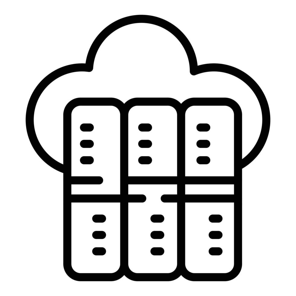 Server data cloud icon, outline style vector