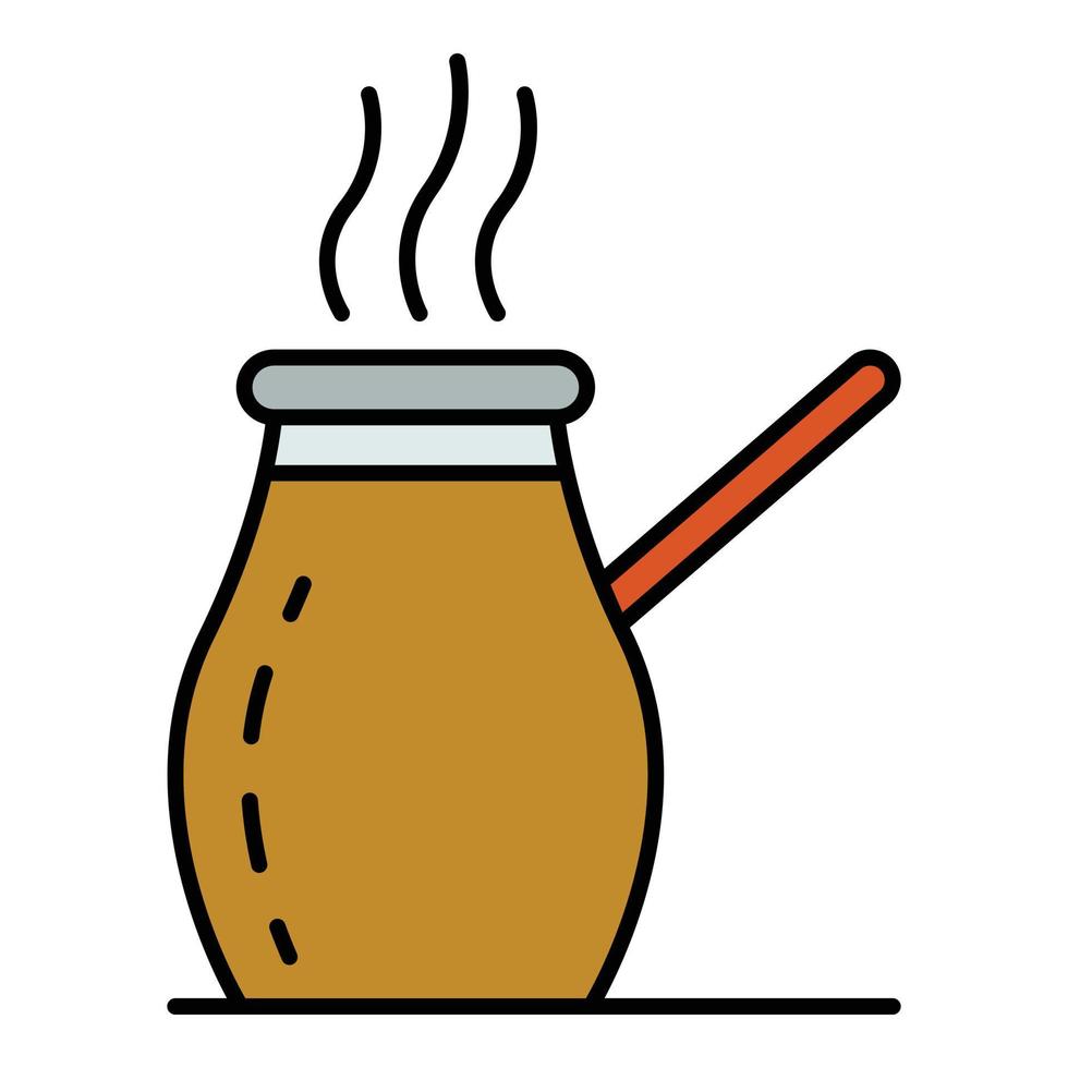 Hot coffee jug icon color outline vector