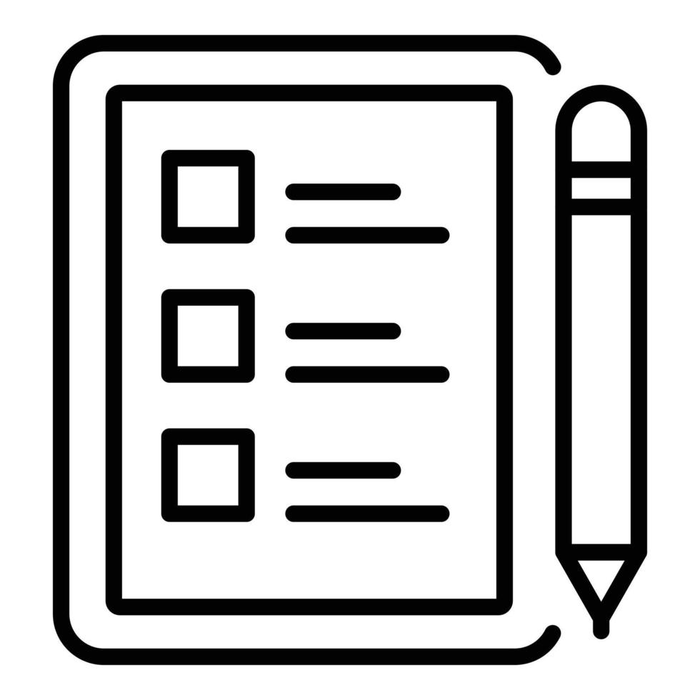 Tablet to do list icon outline vector. Hand notepad vector