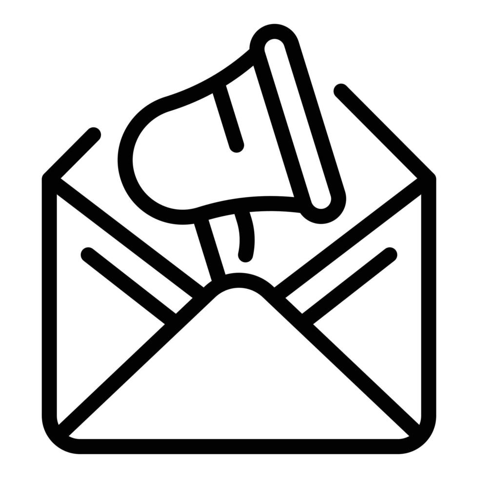 Marketing megaphone mail icon, outline style vector