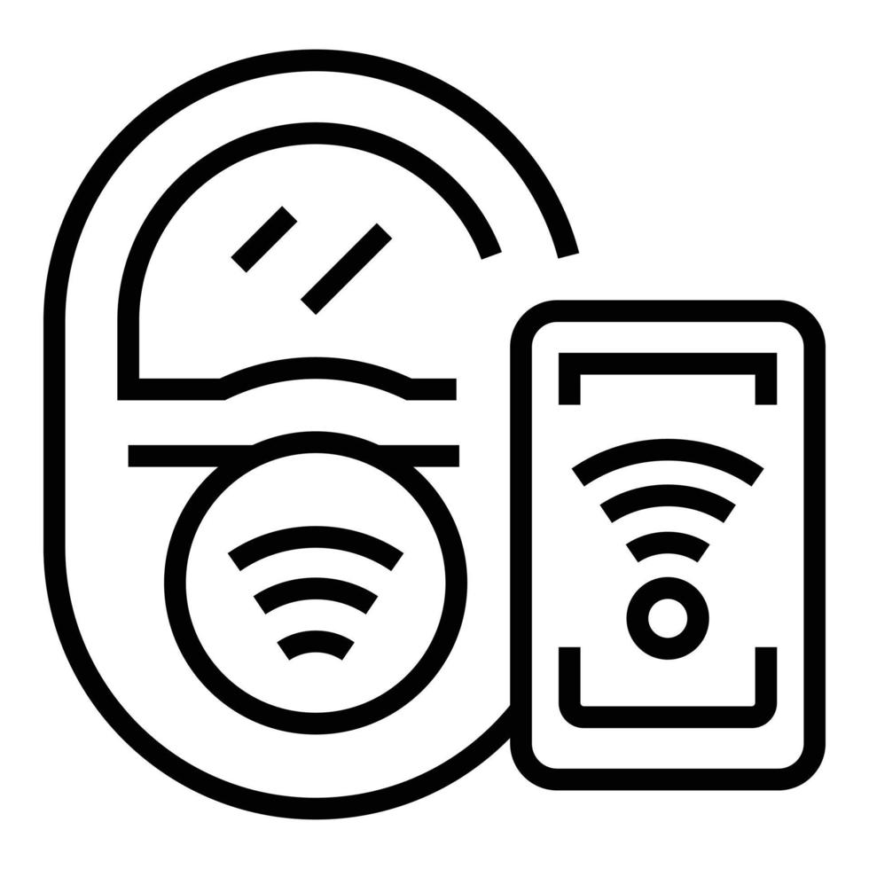 Subway wireless ticket icon, outline style vector