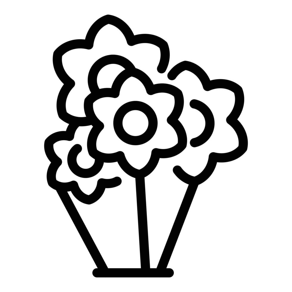 icono de ramo de flores en flor, estilo de contorno vector