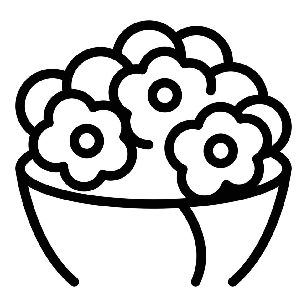 Romantic flower bouquet icon, outline style vector