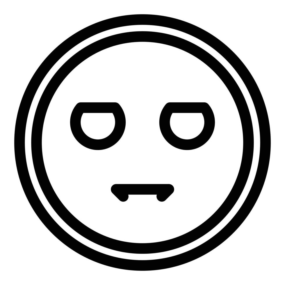 Serious emoji icon, outline style vector