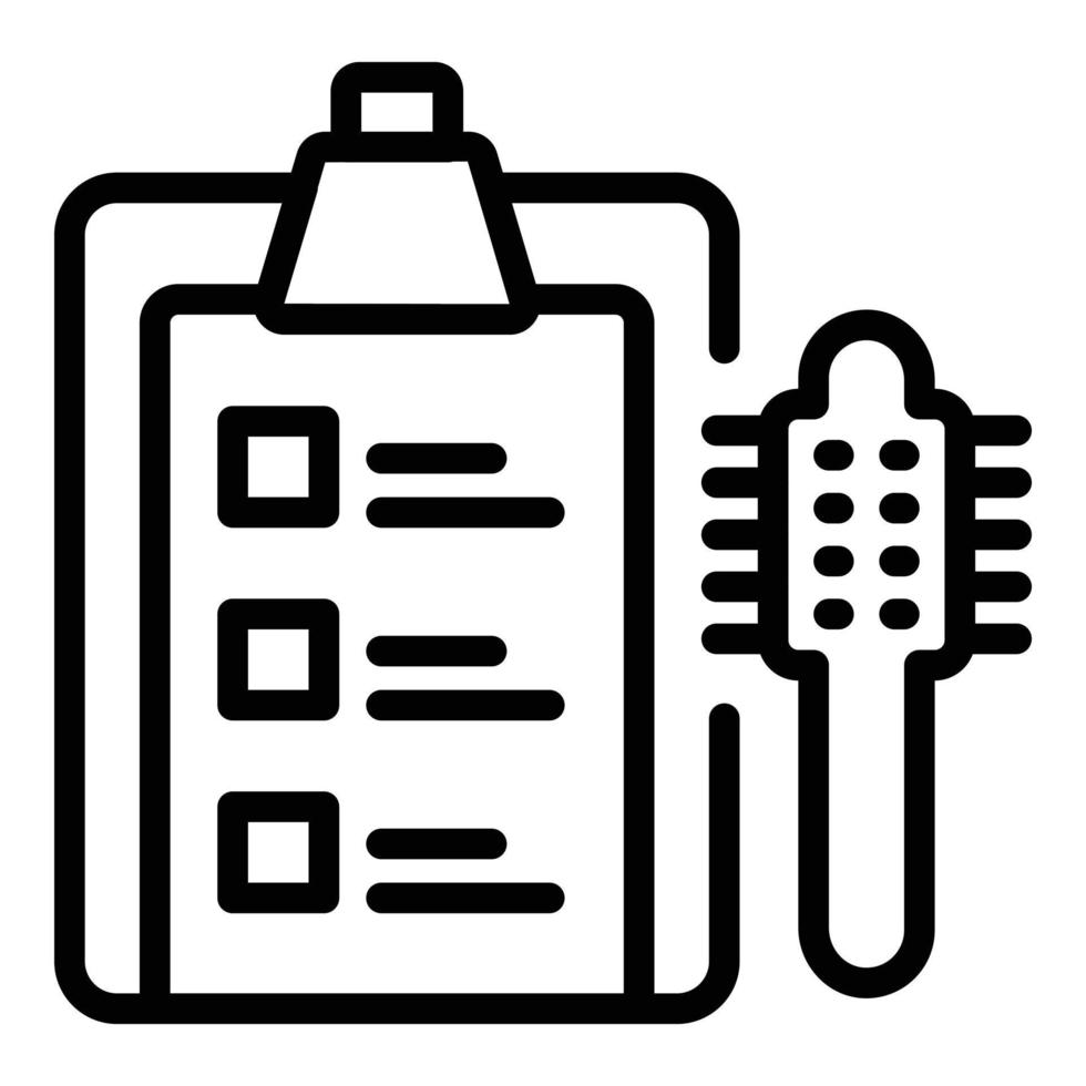 Curly hair clipboard icon, outline style vector