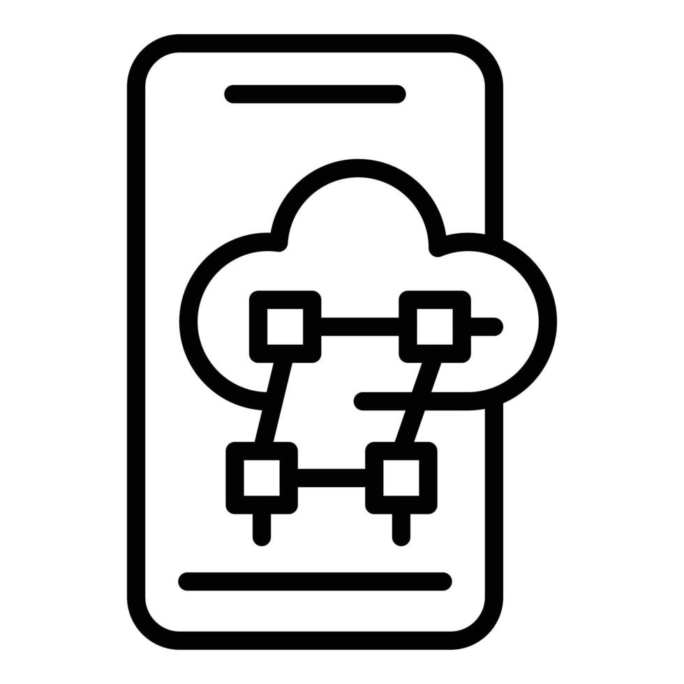 Smartphone internet icon, outline style vector