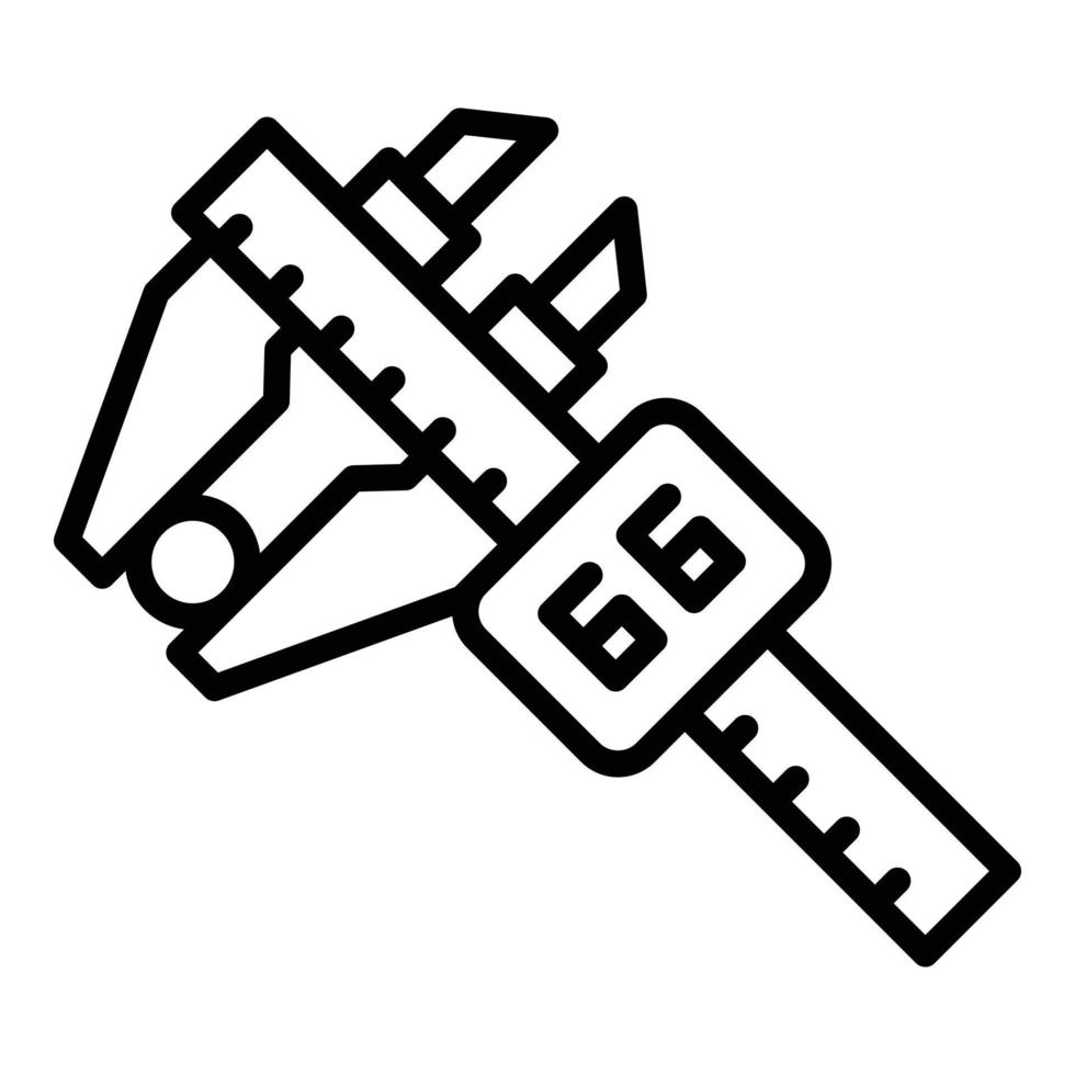 Digital micrometer metal icon, outline style vector