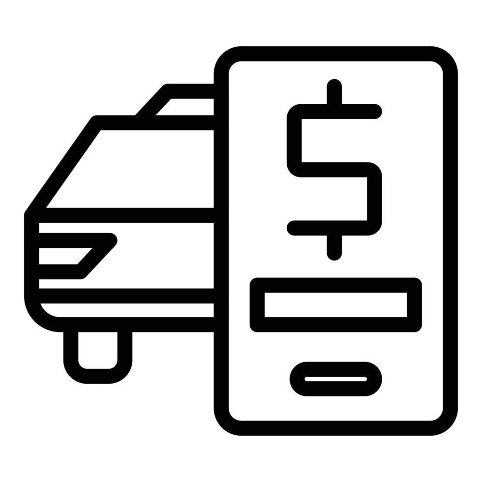 Taximeter phone icon, outline style vector