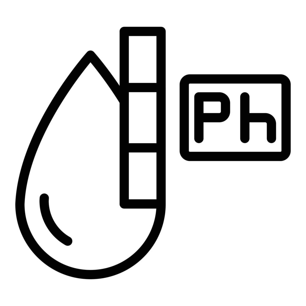 icono de ph de gota de agua, estilo de esquema vector