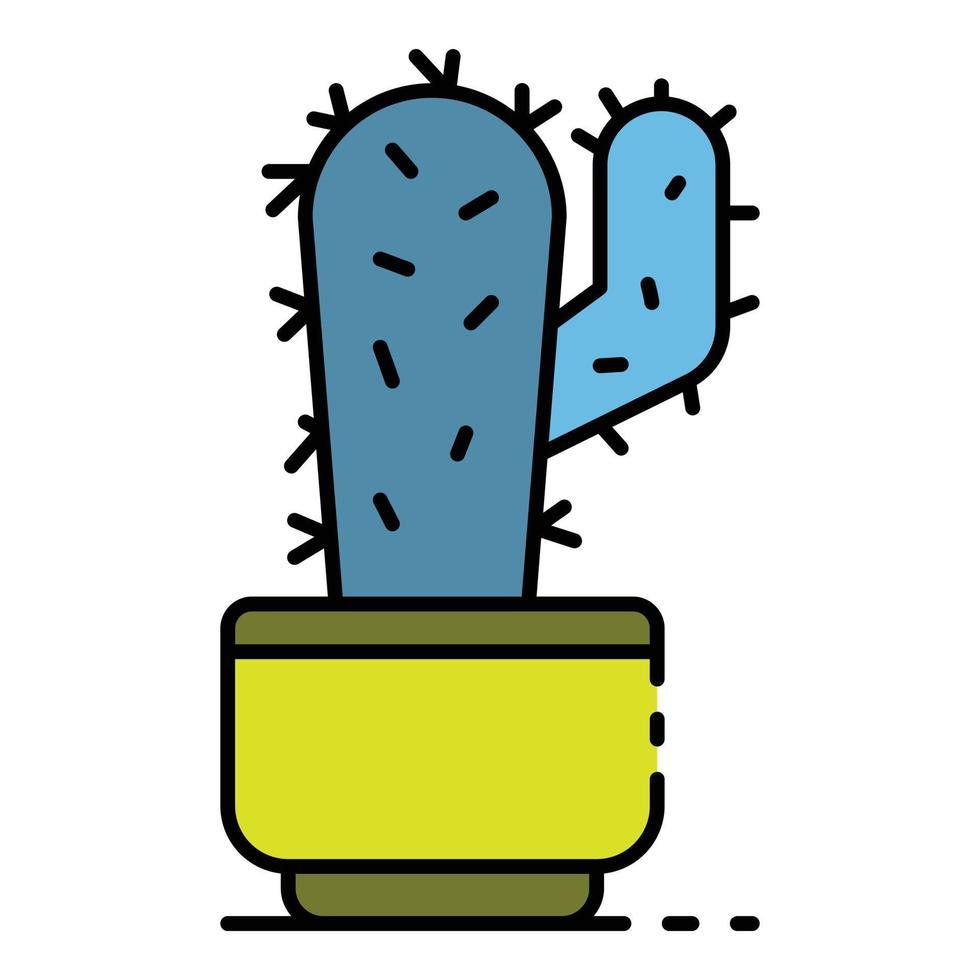 Cactus plant icon color outline vector