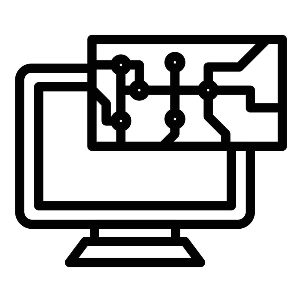 Laptop system icon, outline style vector