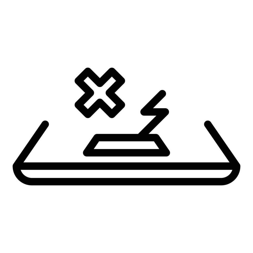 Broken laptop icon, outline style vector