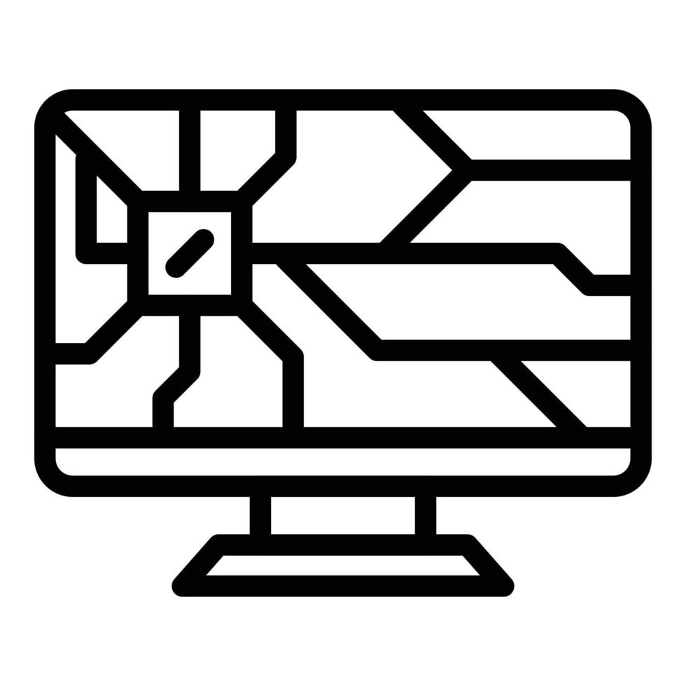 Broken display icon, outline style vector