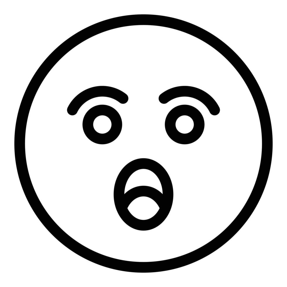 Surprised face icon, outline style vector