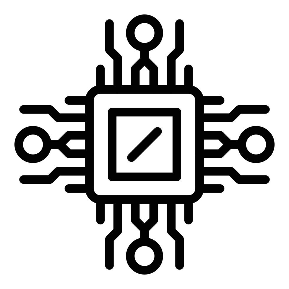 Laptop microchip icon, outline style vector
