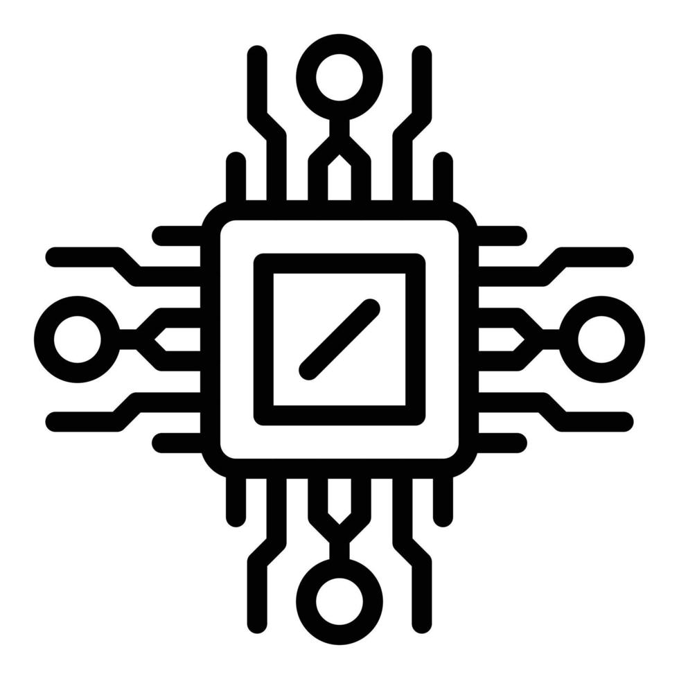 Laptop microchip icon, outline style vector