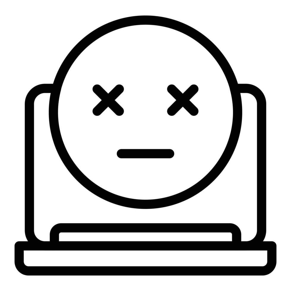 Sick laptop icon, outline style vector