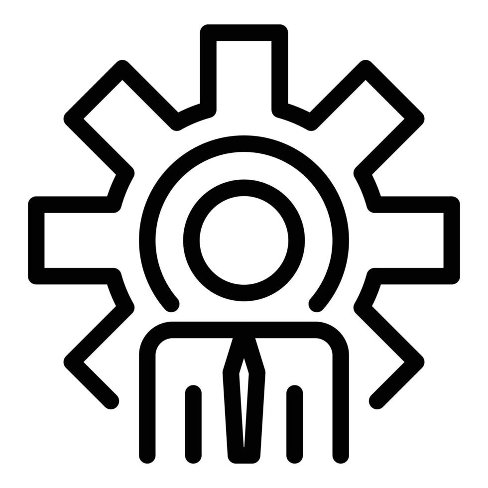 Colleague gear icon, outline style vector