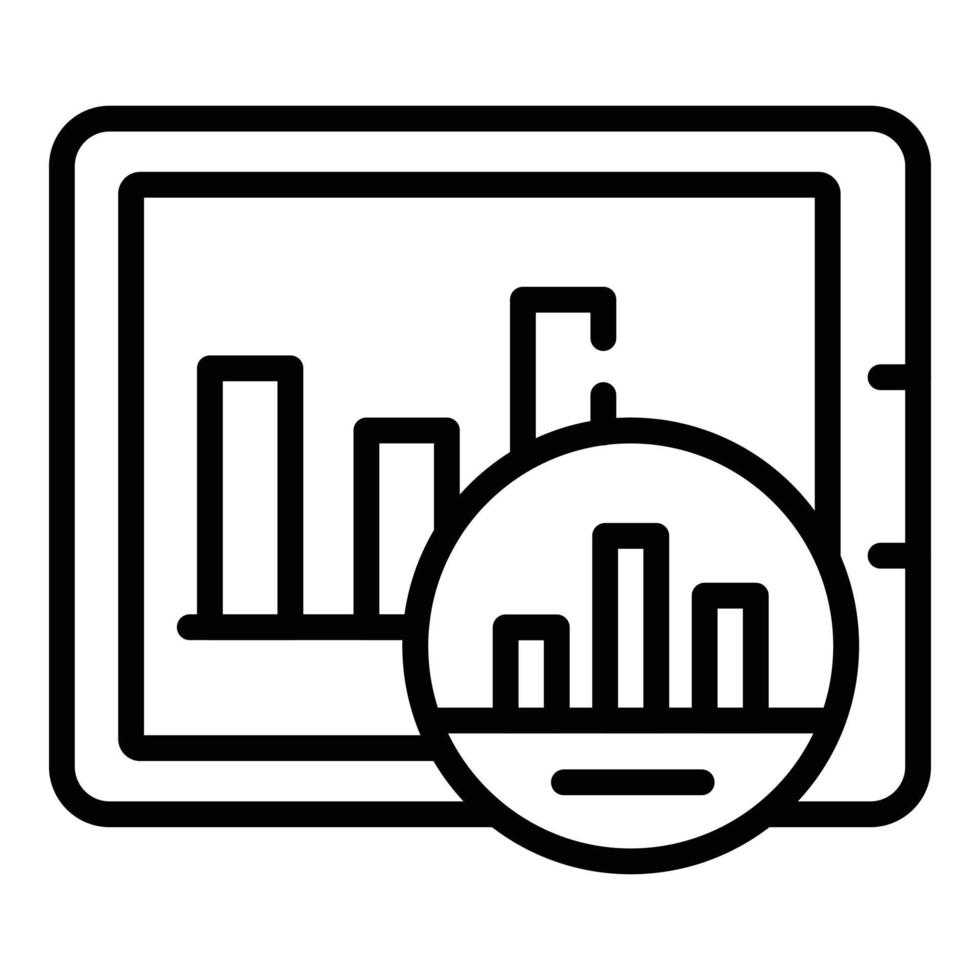 Narrow market tablet graph icon, outline style vector