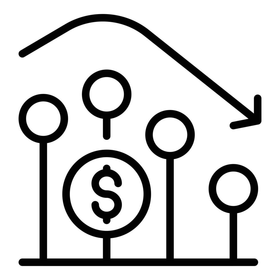 Narrow market graph icon, outline style vector