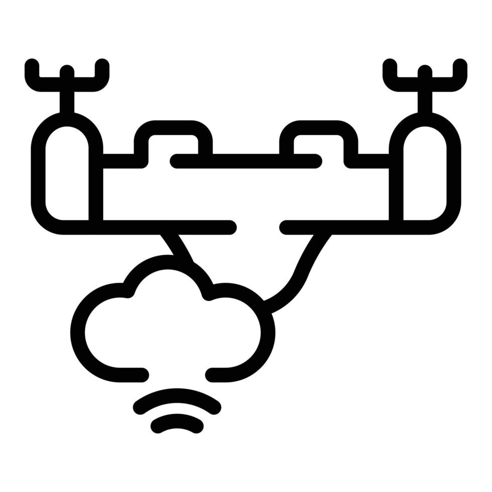 icono de dron inalámbrico, estilo de contorno vector