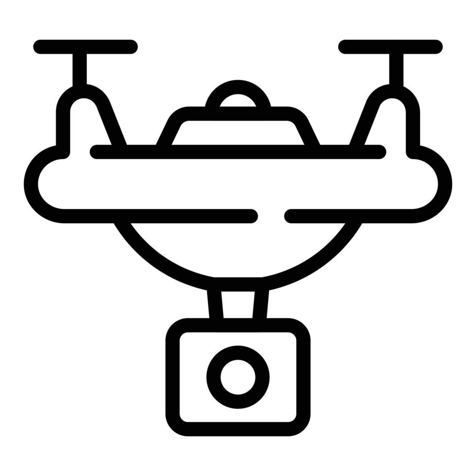 icono de dron de cámara, estilo de contorno vector