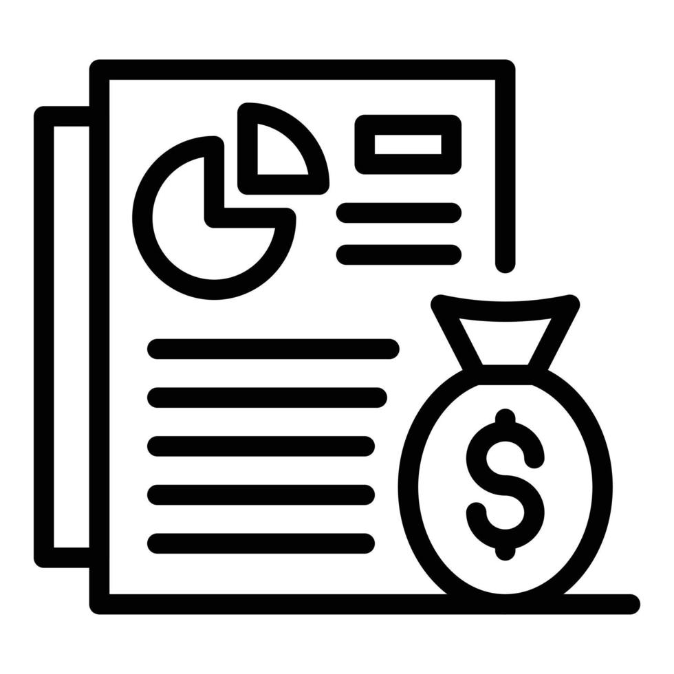 icono de documento de planificación financiera, estilo de esquema vector