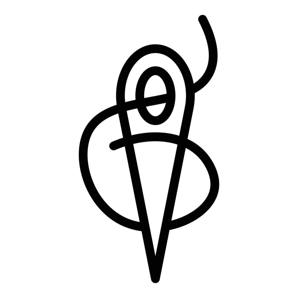 Sewing needle icon, outline style vector