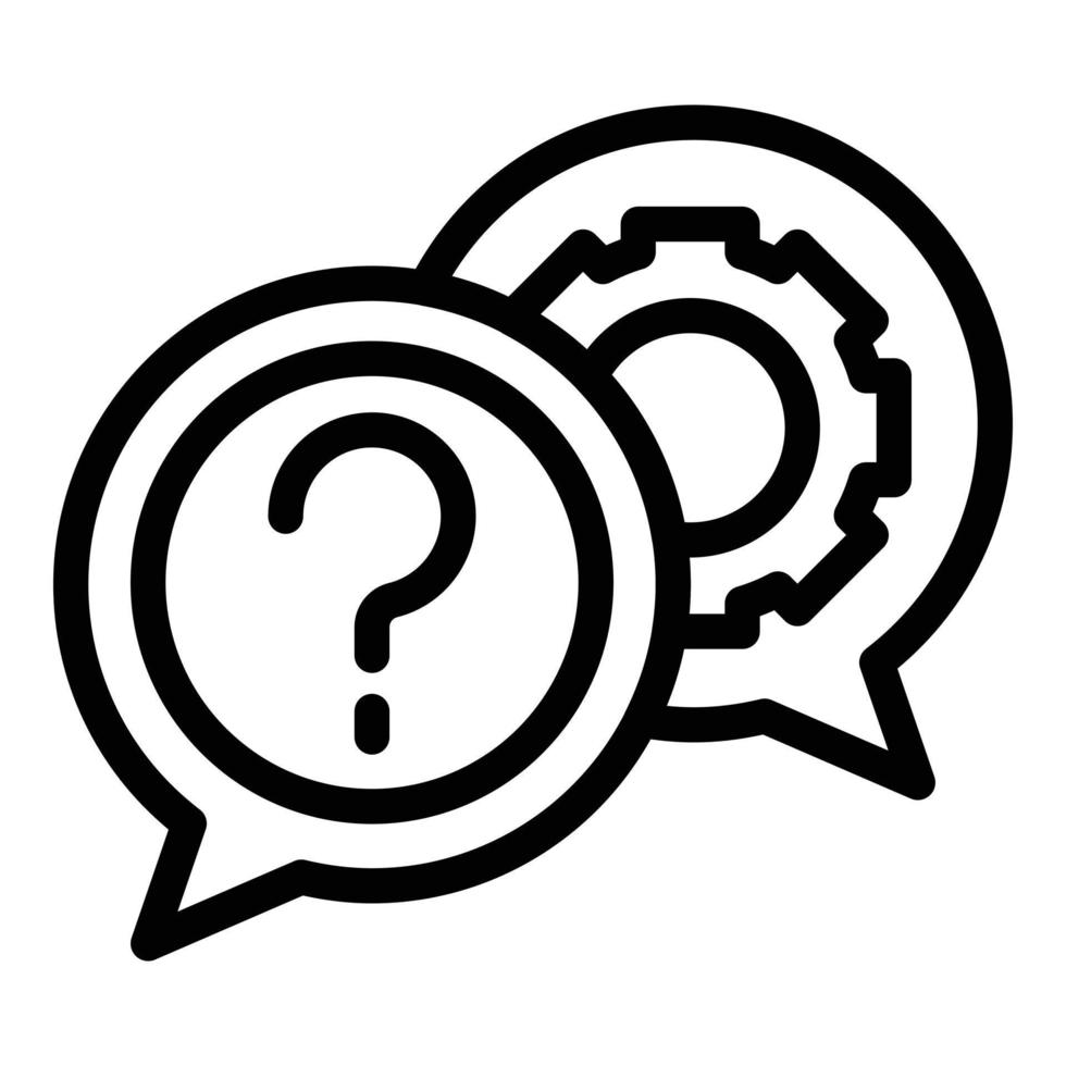 Brainstorming gear chat icon, outline style vector