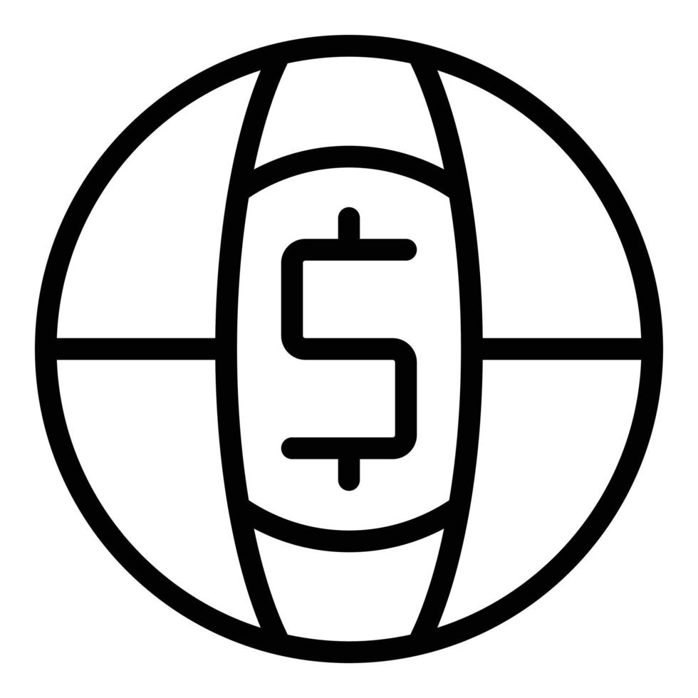 Global dollar currency icon, outline style vector