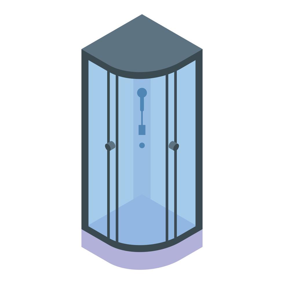 Corner shower stall icon, isometric style vector