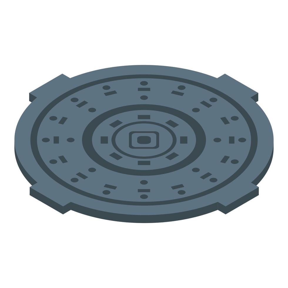 Metal manhole icon, isometric style vector