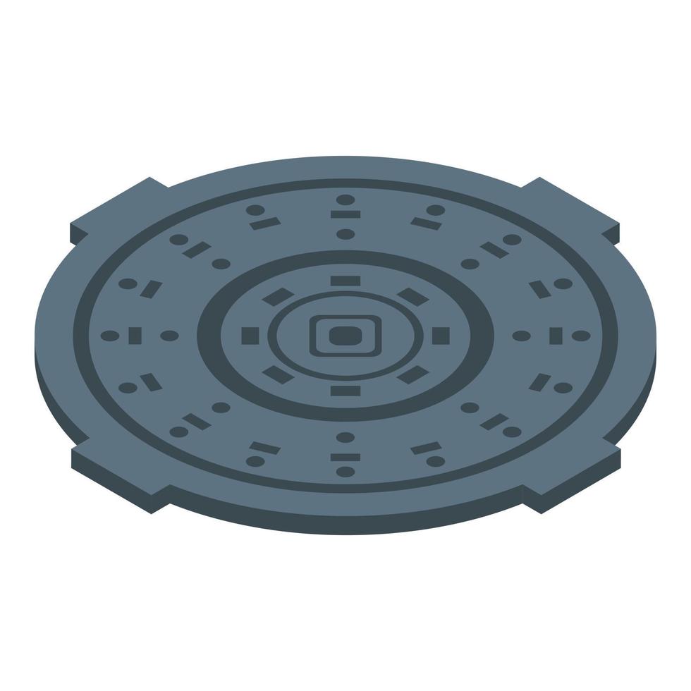 Metal manhole icon, isometric style vector