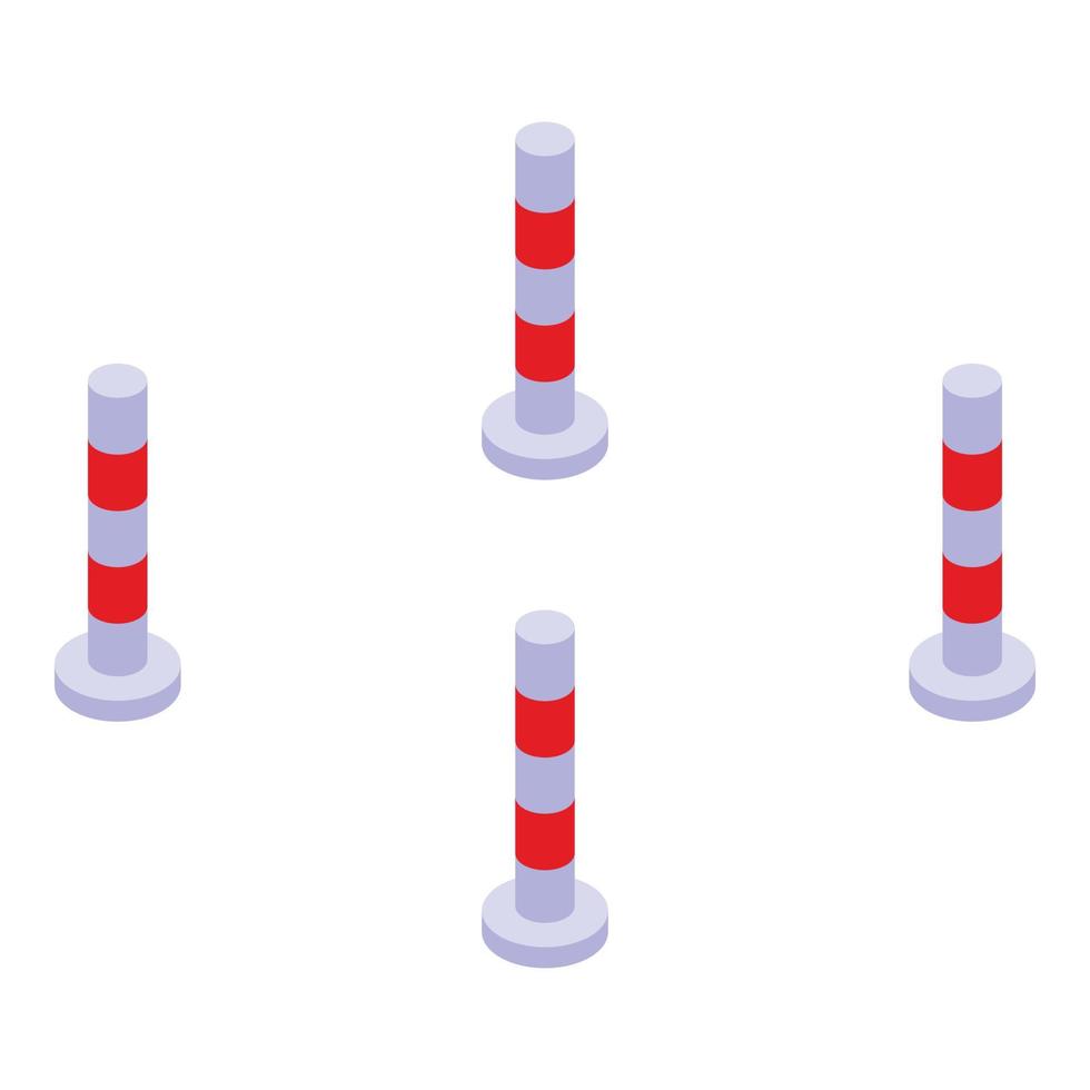 Manhole attention sticks icon, isometric style vector