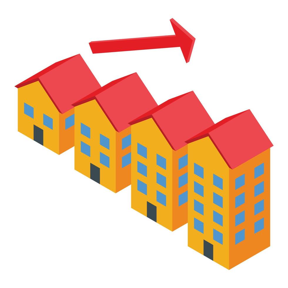 Grow building investments icon, isometric style vector