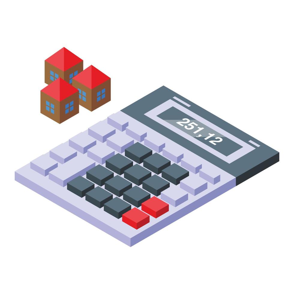 Investments calculator icon, isometric style vector