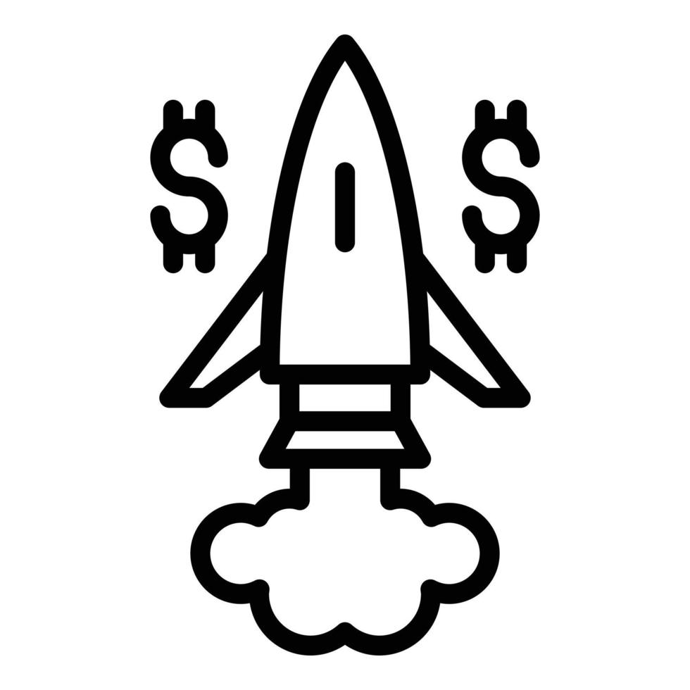 Dollar rocket icon, outline style vector