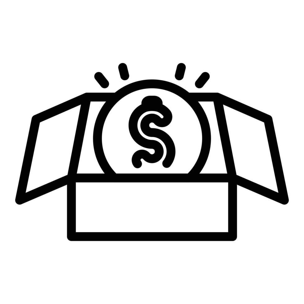 Dollar box icon, outline style vector