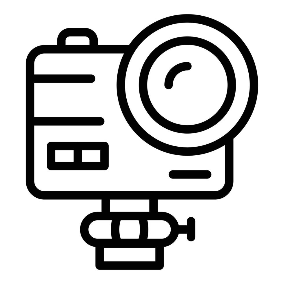 Hiking camera icon, outline style vector