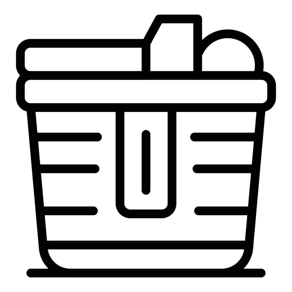 icono de cesta de picnic de viaje, estilo de esquema vector