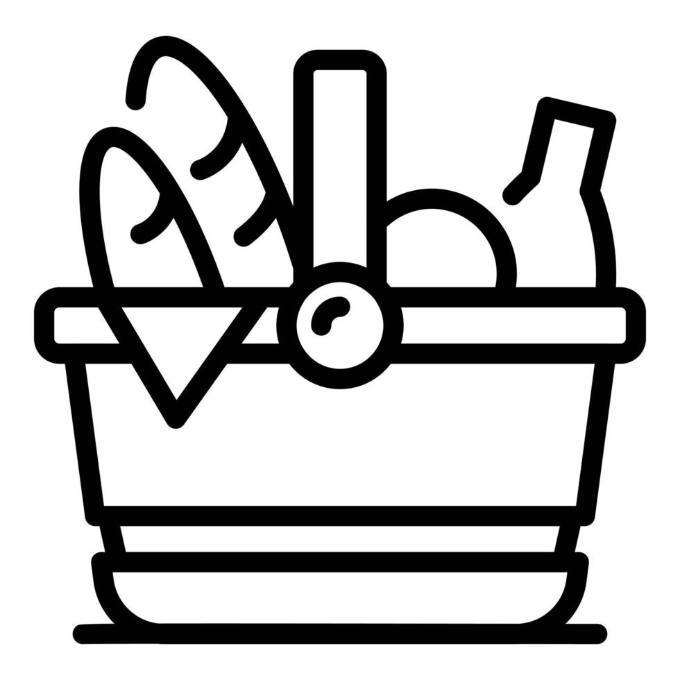 Summer picnic basket icon, outline style vector