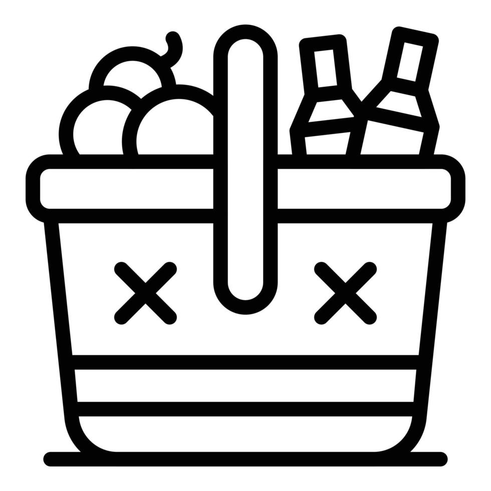Picnic basket icon, outline style vector
